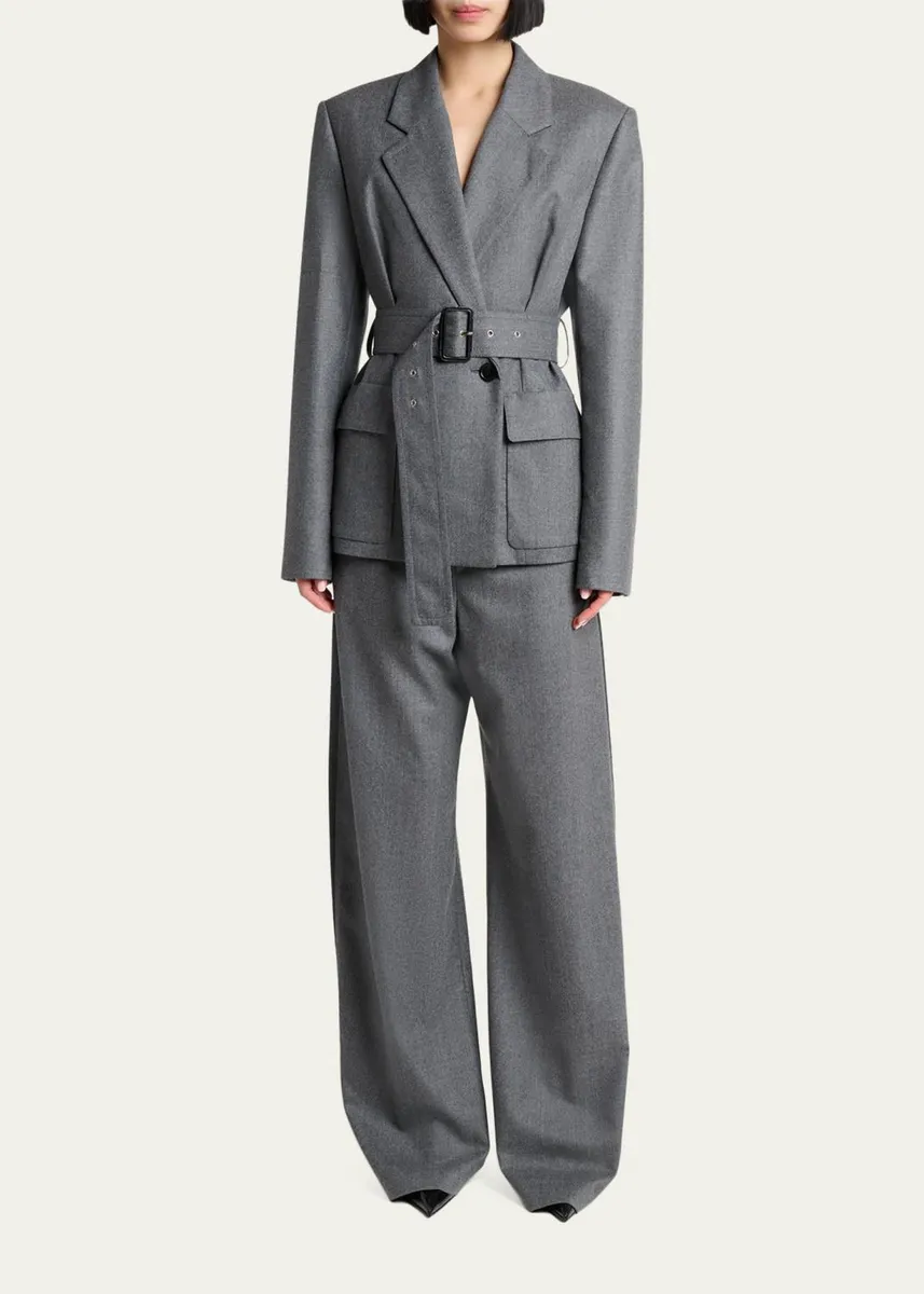 Lanvin Belted Wool Flannel Jacket | Thumbnail 2