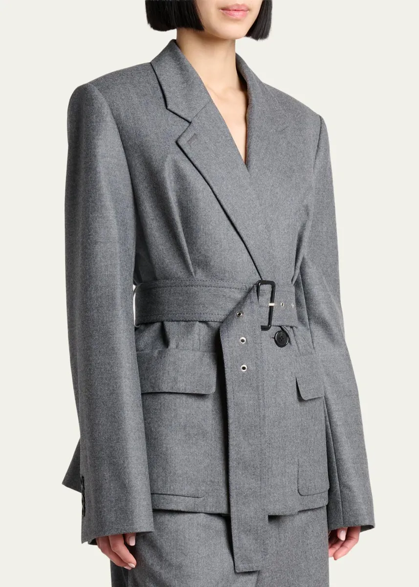 Lanvin Belted Wool Flannel Jacket | Thumbnail 4