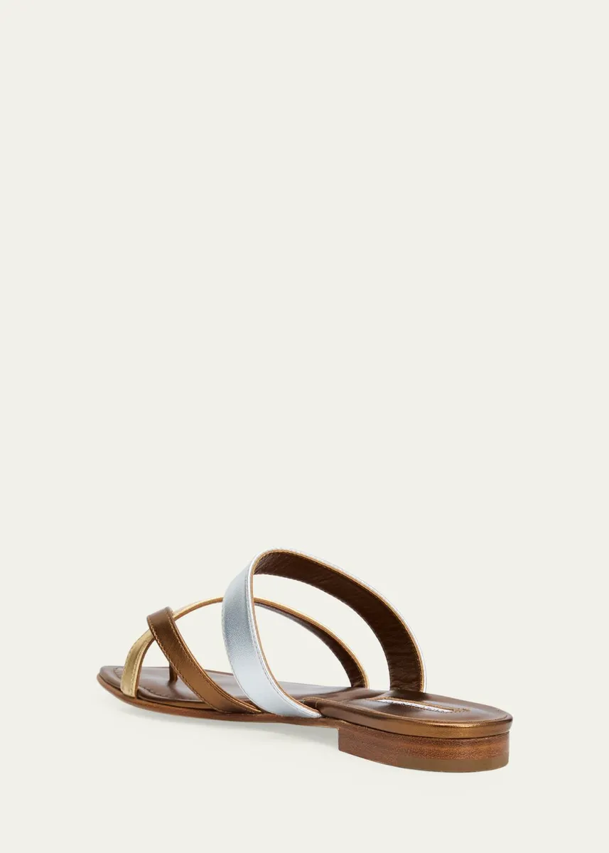 Manolo Blahnik Susa Metallic Leather Crisscross Flat Sandals | Thumbnail 2 Manolo Blahnik Susa Metallic Leather Crisscross Flat Sandals | Thumbnail 2
