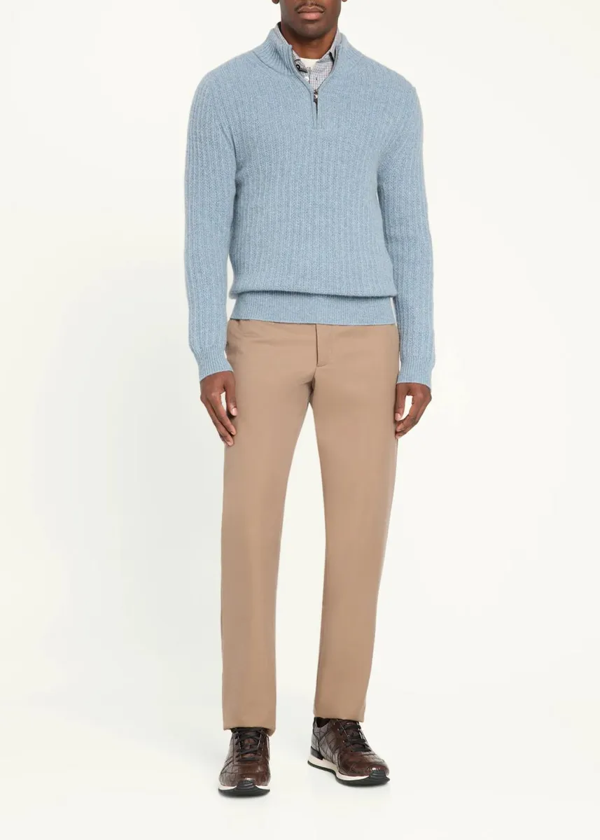 Baldassari Men's Canova Cotton Rib-Knit Half-Zip Sweater | Thumbnail 2