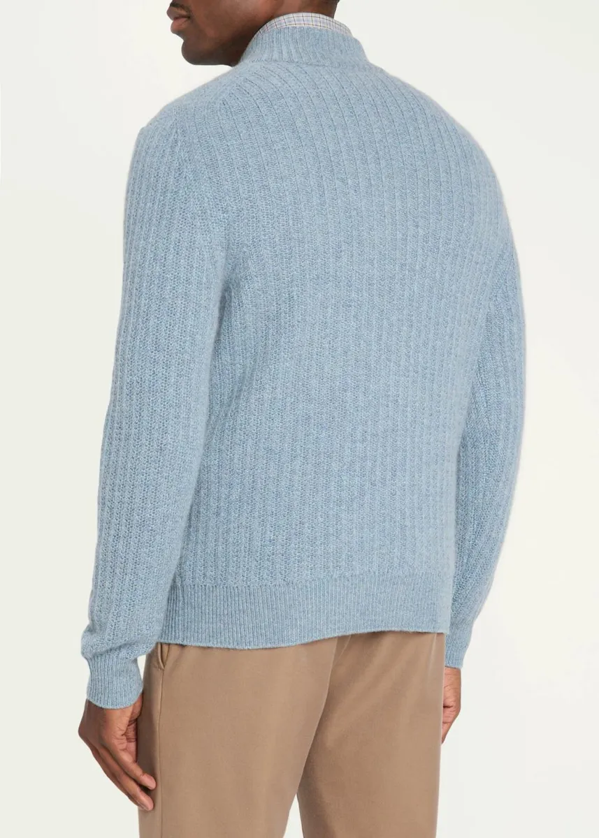 Baldassari Men's Canova Cotton Rib-Knit Half-Zip Sweater | Thumbnail 3