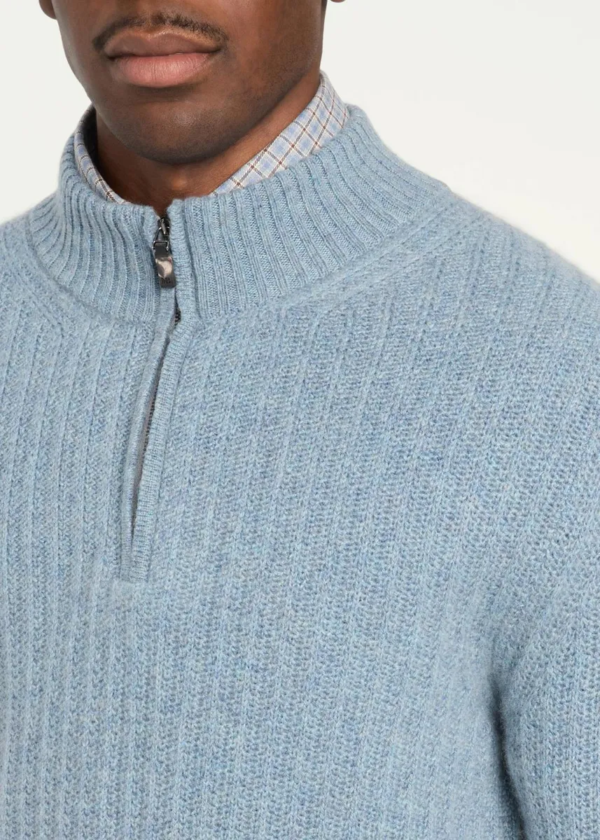 Baldassari Men's Canova Cotton Rib-Knit Half-Zip Sweater | Thumbnail 5