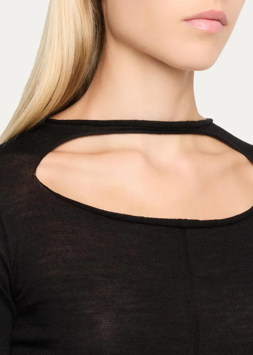 Rick Owens Slashed Cutout Wool Crop Sweater | Thumbnail 5