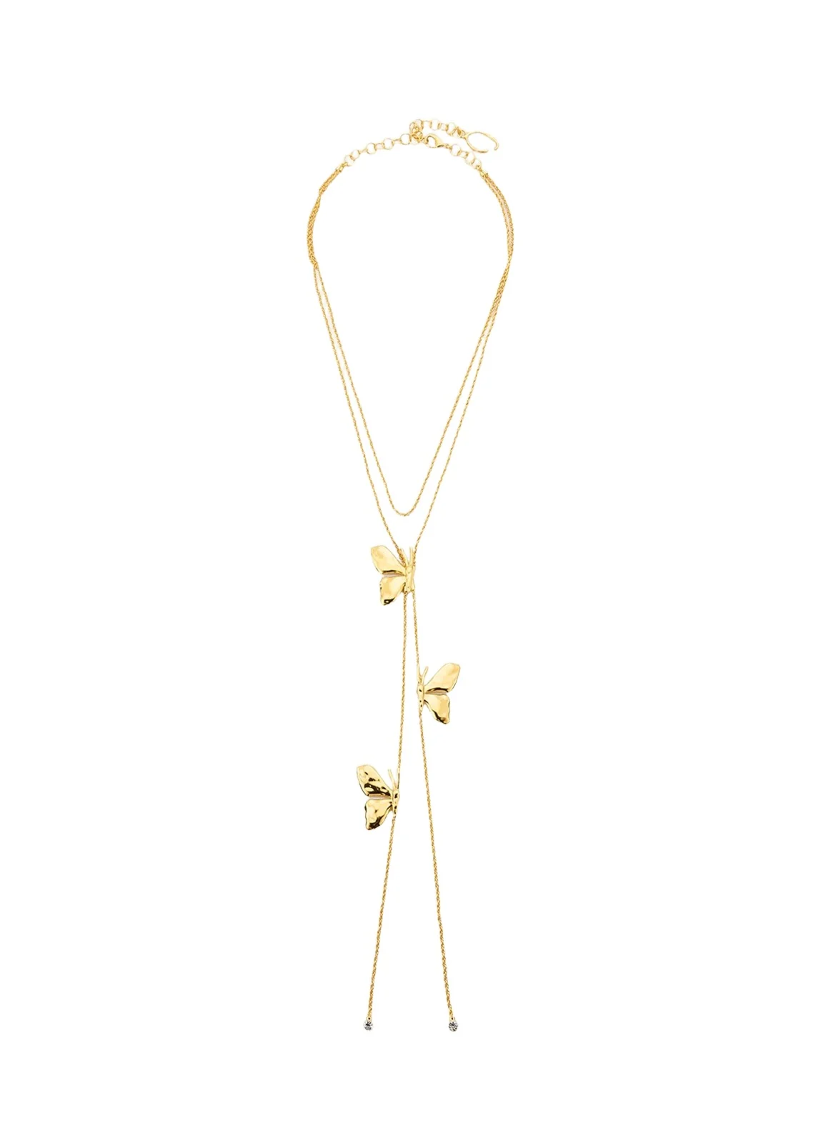 24K Gold Pleated Butterfly Layered Rope Necklace
