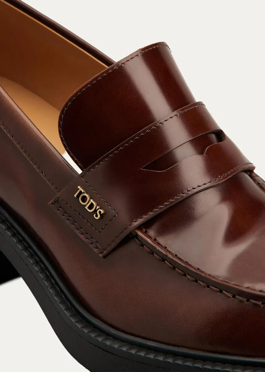 Tod's 60mm Leather Penny Loafers | Thumbnail 3 Tod's 60mm Leather Penny Loafers | Thumbnail 3