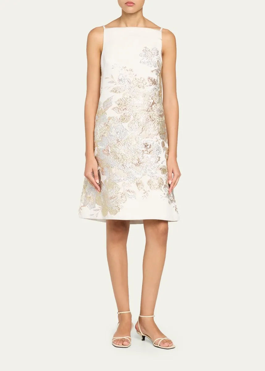 Rickie Freeman for Teri Jon Metallic Floral Jacquard Mini Shift Dress | Thumbnail 2 Rickie Freeman for Teri Jon Metallic Floral Jacquard Mini Shift Dress | Thumbnail 2