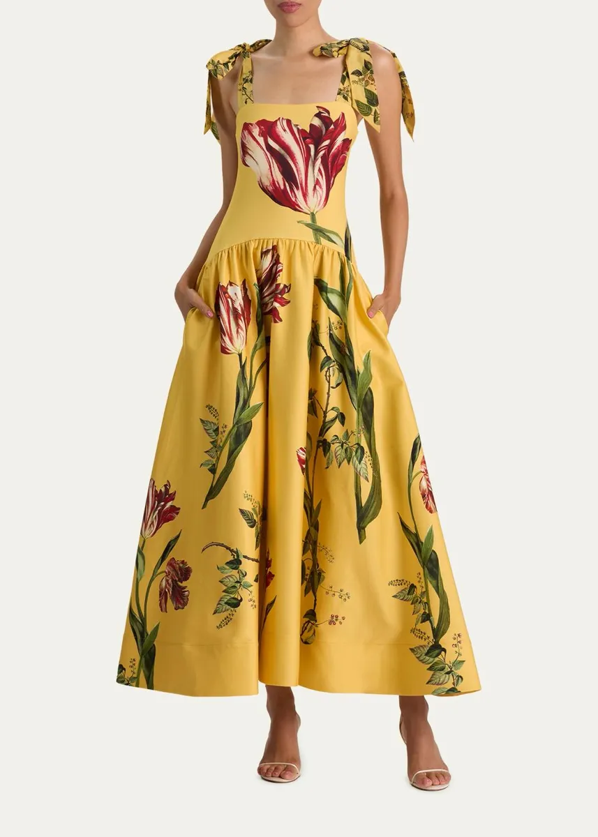 Alice + Olivia Oriana Floral Cotton-Blend Maxi Dress | Thumbnail 2