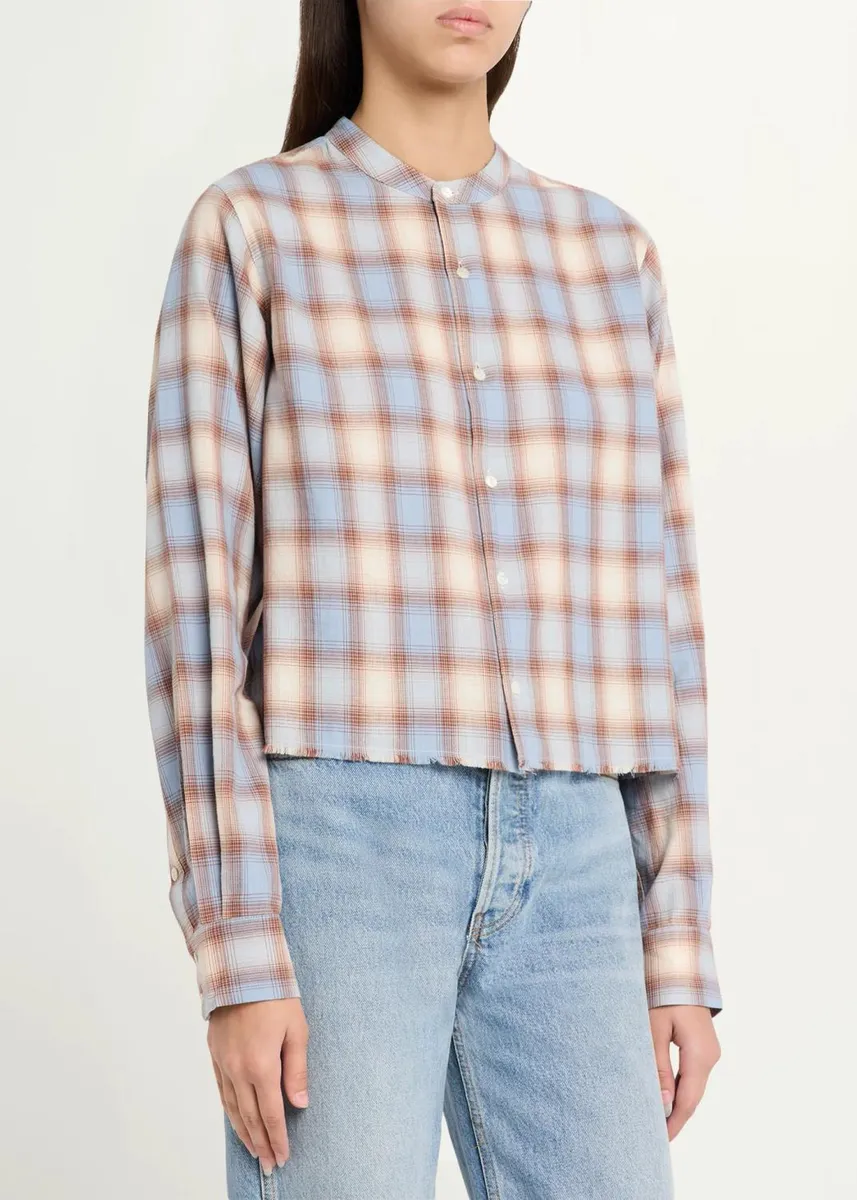 RE/DONE Bianca Cropped Cotton Plaid Shirt | Thumbnail 4