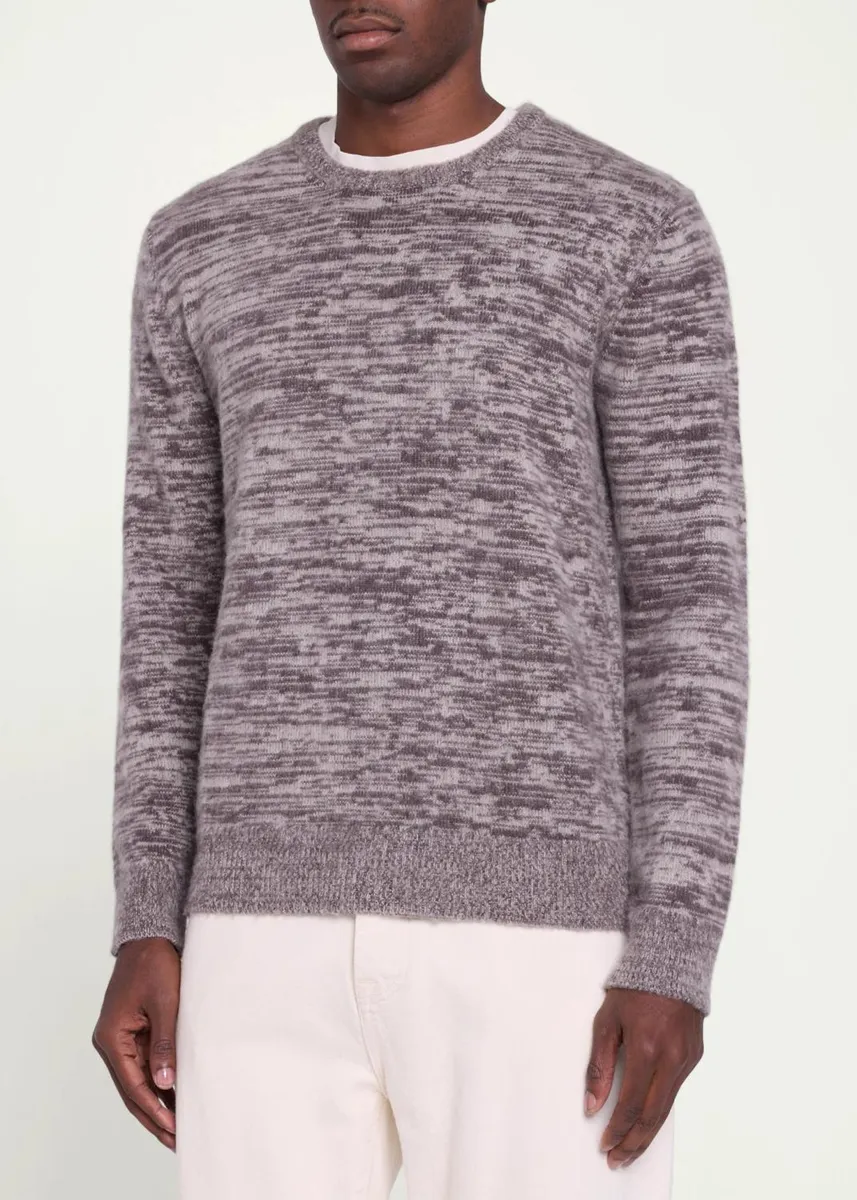 Baldassari Men's Space-Dyed Cotton Crewneck Sweater | Thumbnail 4 Baldassari Men's Space-Dyed Cotton Crewneck Sweater | Thumbnail 4