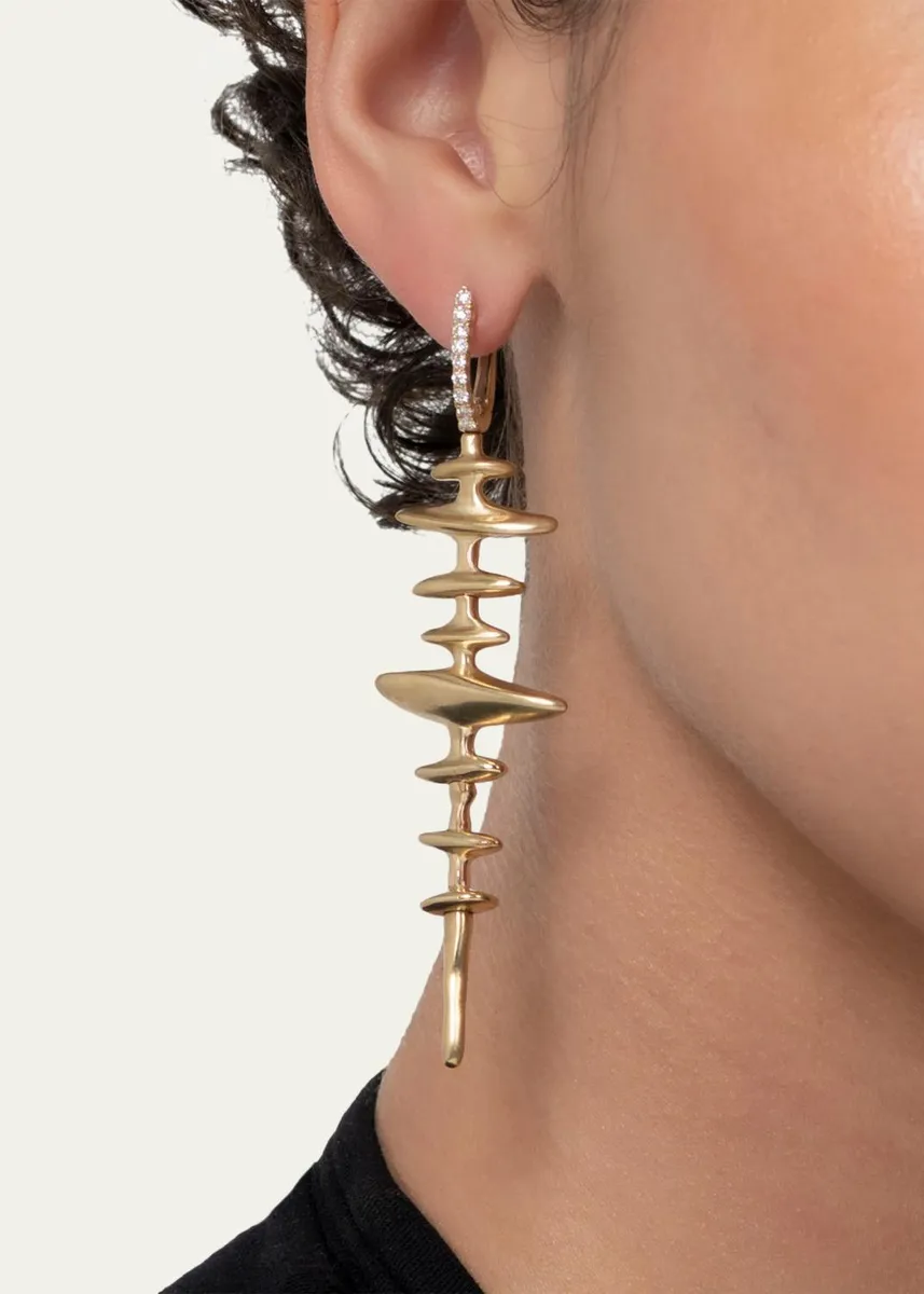 VRAM 18K Yellow Gold Chrona Totem Earrings with Diamonds | Thumbnail 2 VRAM 18K Yellow Gold Chrona Totem Earrings with Diamonds | Thumbnail 2