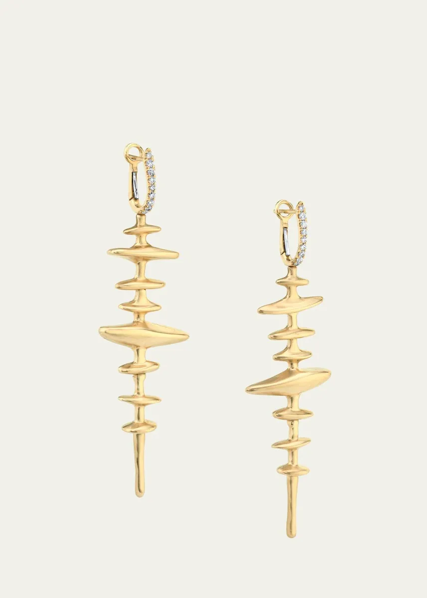 VRAM 18K Yellow Gold Chrona Totem Earrings with Diamonds | Thumbnail 3 VRAM 18K Yellow Gold Chrona Totem Earrings with Diamonds | Thumbnail 3
