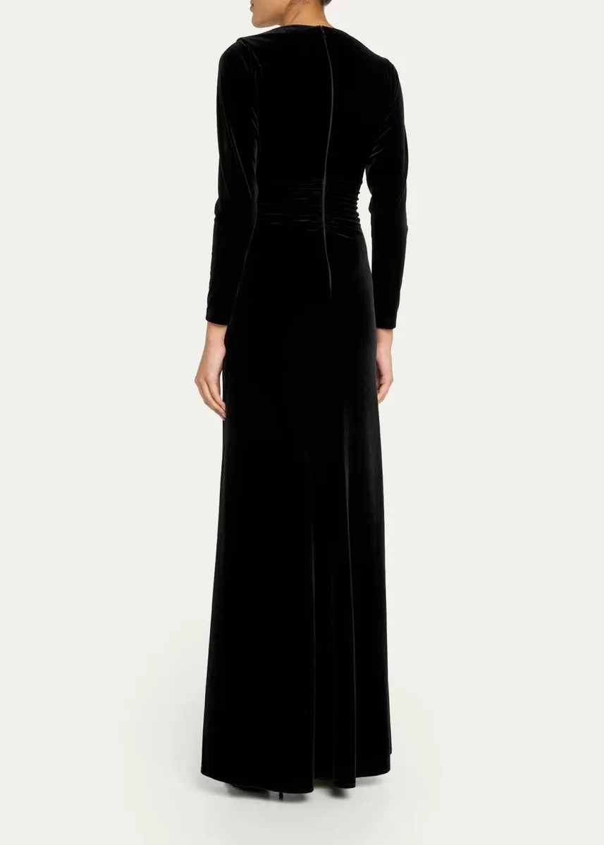 Rickie Freeman for Teri Jon Velvet Beaded Accent A-Line Gown | Thumbnail 3