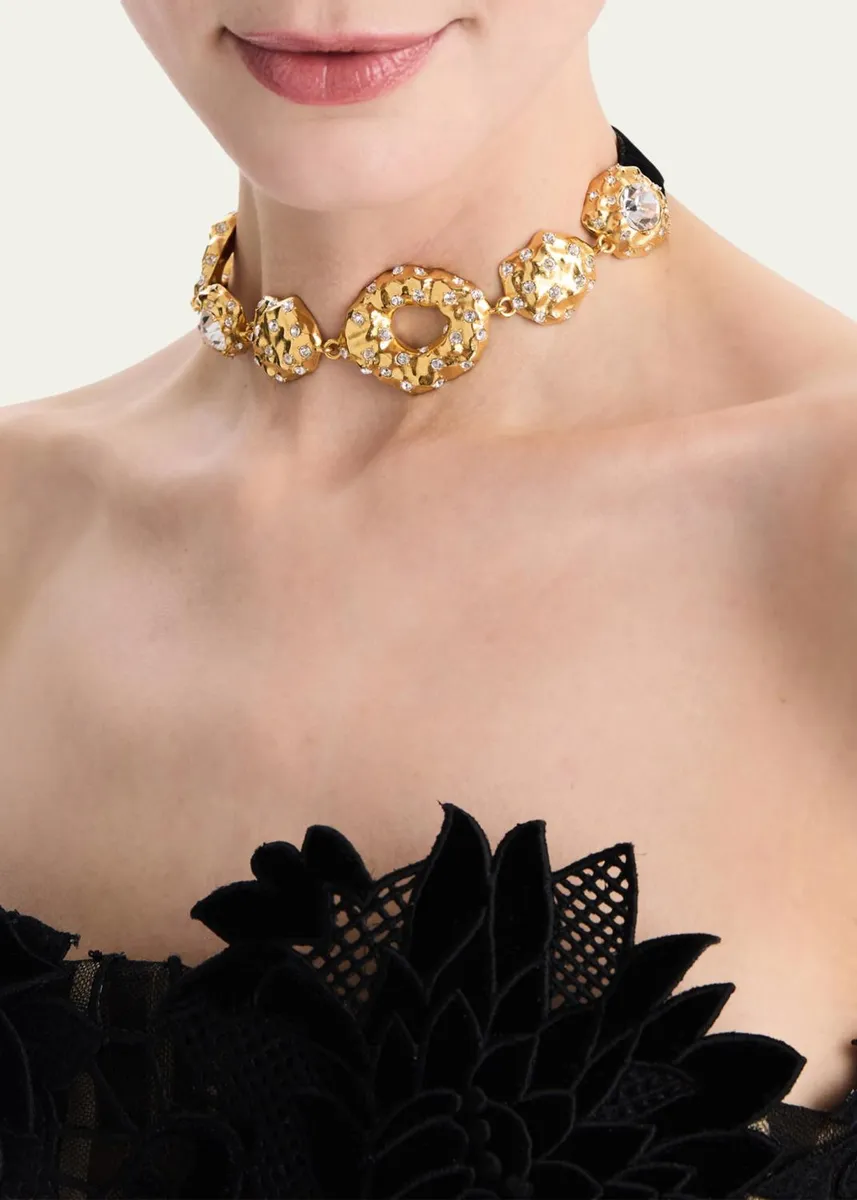 Oscar de la Renta Hammered Stone Velvet Necklace | Thumbnail 2