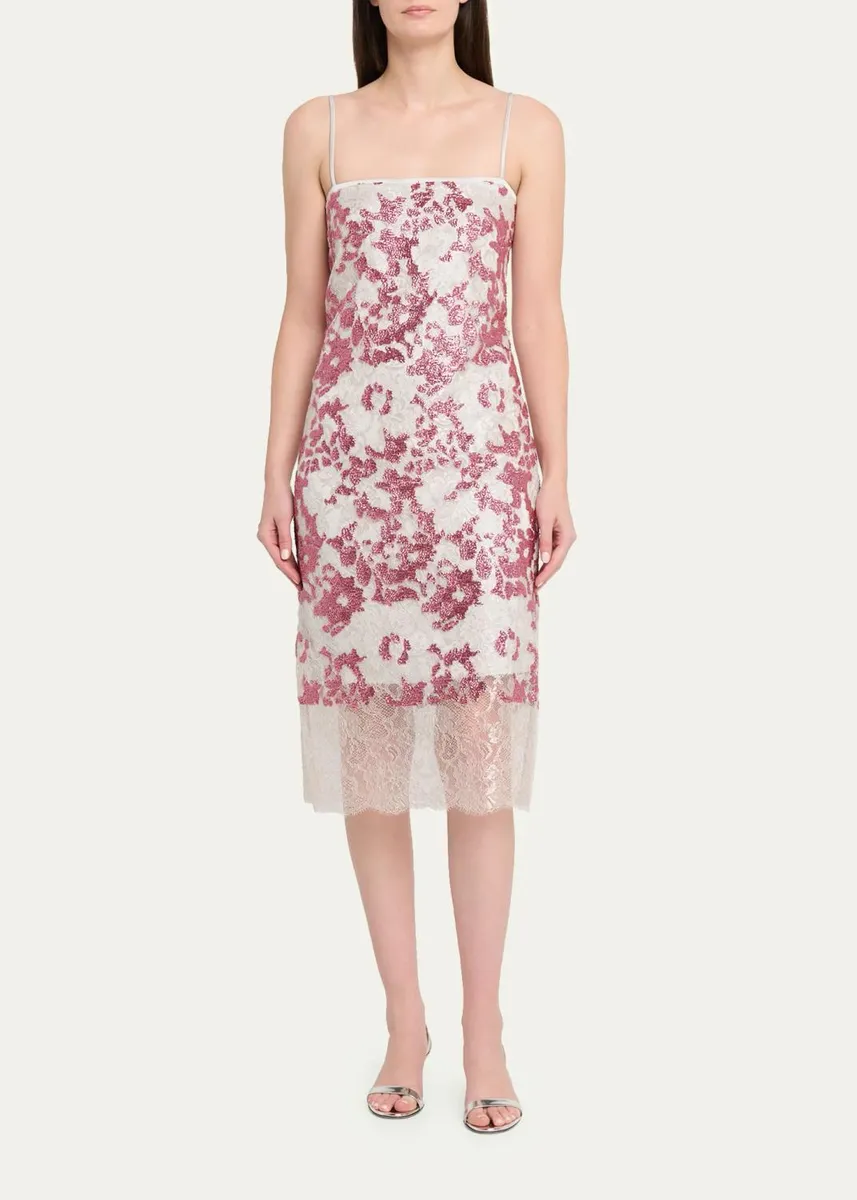 Costarellos Biona Sleeveless Sequined Metallic Lace Midi Dress | Thumbnail 2 Costarellos Biona Sleeveless Sequined Metallic Lace Midi Dress | Thumbnail 2