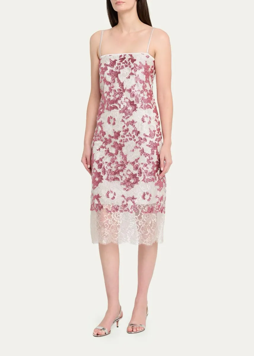 Costarellos Biona Sleeveless Sequined Metallic Lace Midi Dress | Thumbnail 4 Costarellos Biona Sleeveless Sequined Metallic Lace Midi Dress | Thumbnail 4