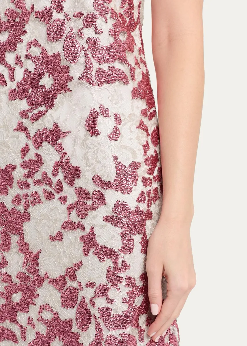 Costarellos Biona Sleeveless Sequined Metallic Lace Midi Dress | Thumbnail 5 Costarellos Biona Sleeveless Sequined Metallic Lace Midi Dress | Thumbnail 5