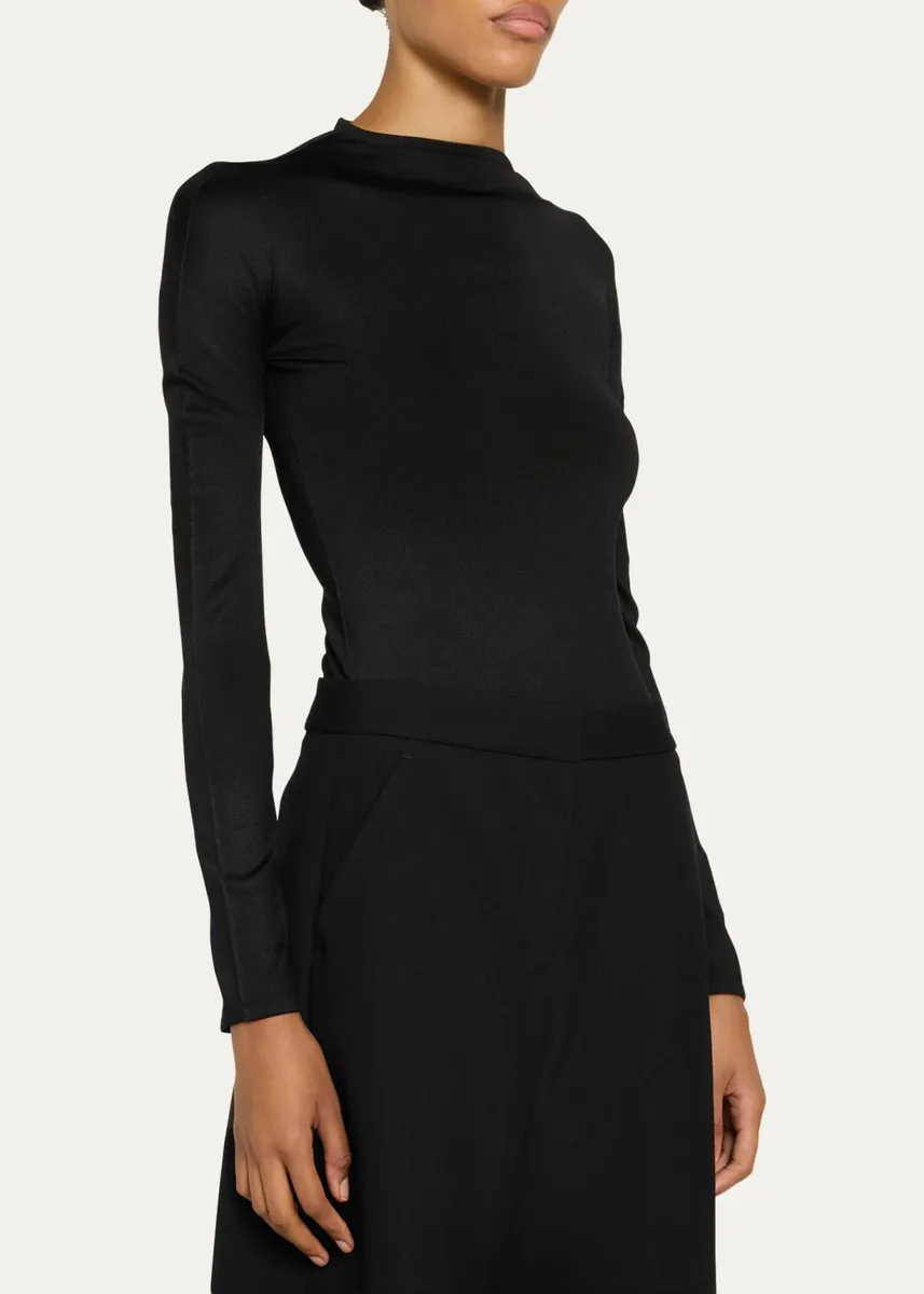 ALAÏA Semi-Sheer Mock-Neck Bodysuit | Thumbnail 4 ALAÏA Semi-Sheer Mock-Neck Bodysuit | Thumbnail 4
