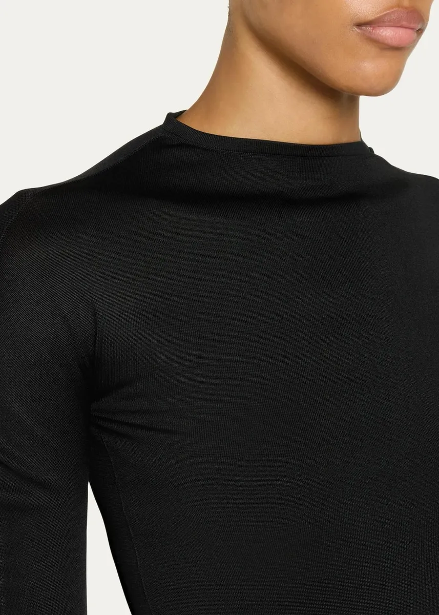 ALAÏA Semi-Sheer Mock-Neck Bodysuit | Thumbnail 5 ALAÏA Semi-Sheer Mock-Neck Bodysuit | Thumbnail 5