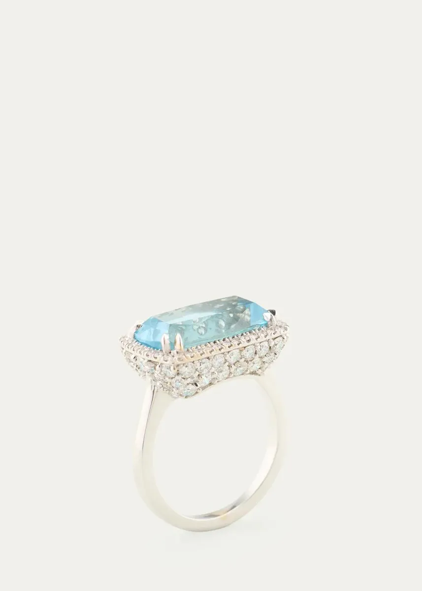 Jamie Wolf 18K White Gold, Aquamarine & 1.36 TCW Diamond Ring | Thumbnail 4