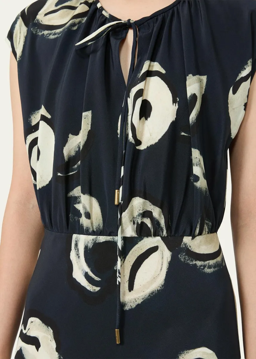 Max Mara Cap-Sleeve Floral-Print Silk Belted Maxi Dress | Thumbnail 5 Max Mara Cap-Sleeve Floral-Print Silk Belted Maxi Dress | Thumbnail 5