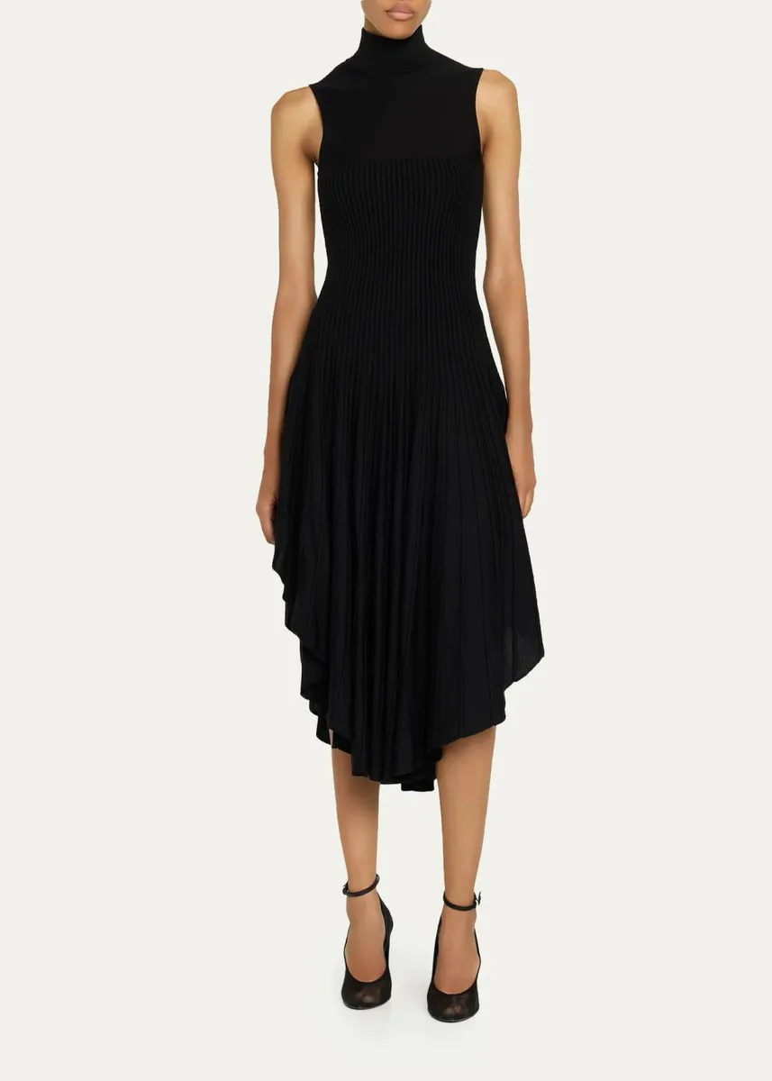ALAÏA Mock-Neck Sleeveless Sculpted Pointed Midi Dress | Thumbnail 2