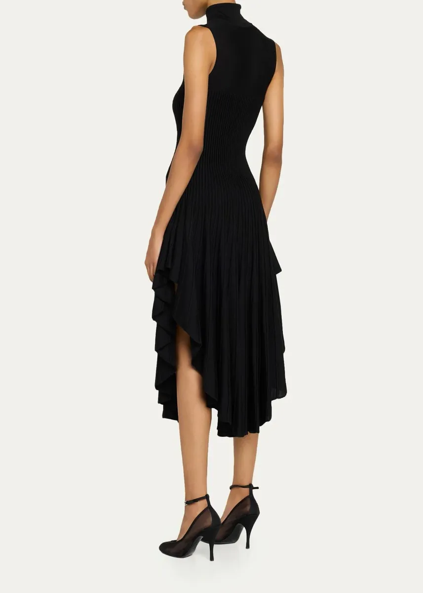 ALAÏA Mock-Neck Sleeveless Sculpted Pointed Midi Dress | Thumbnail 3