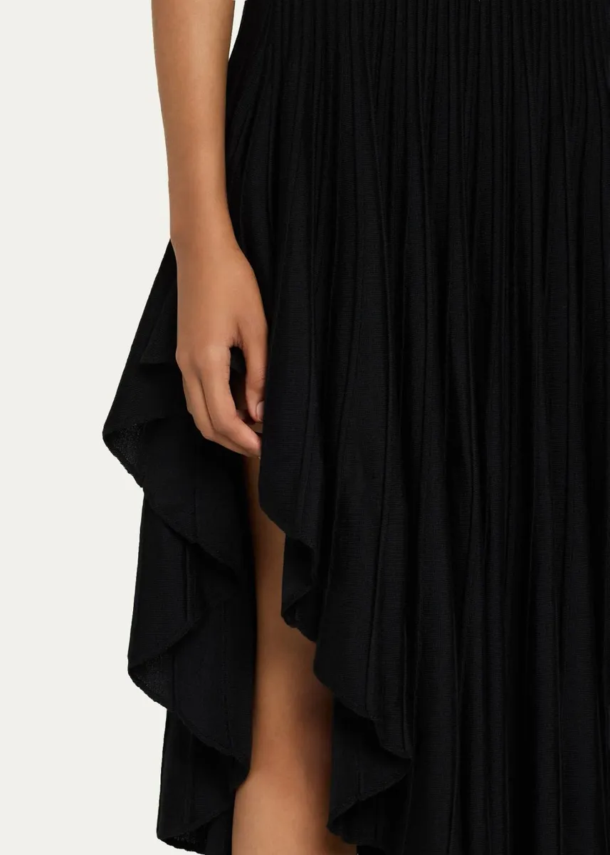 ALAÏA Mock-Neck Sleeveless Sculpted Pointed Midi Dress | Thumbnail 5