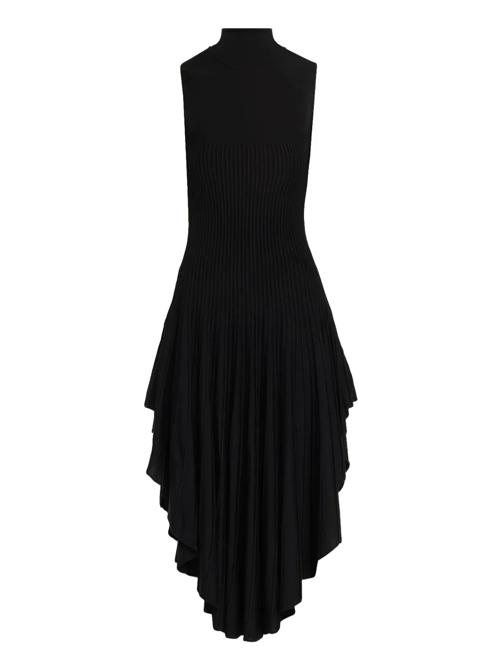 Mock-Neck Sleeveless Sculpted Pointed Midi Dress Mock-Neck Sleeveless Sculpted Pointed Midi Dress