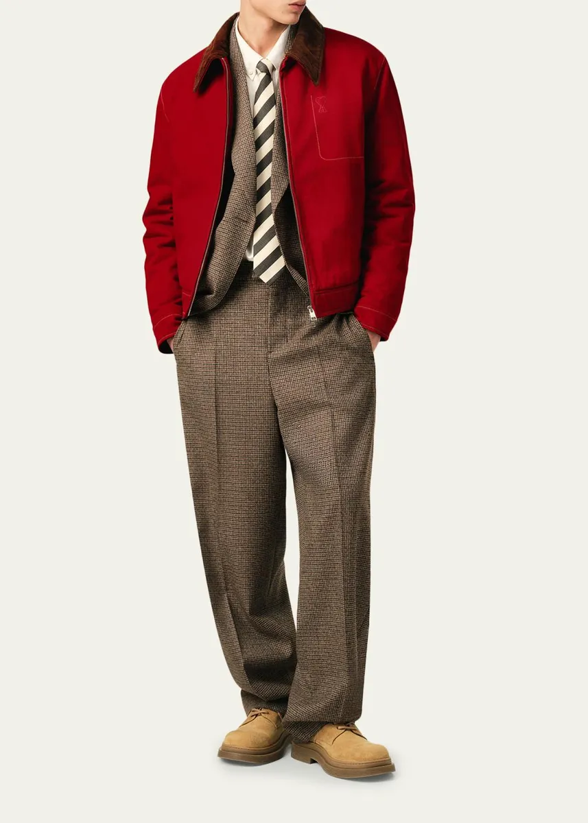 AMI PARIS Men's Corduroy-Collar Cotton Jacket | Thumbnail 2 AMI PARIS Men's Corduroy-Collar Cotton Jacket | Thumbnail 2