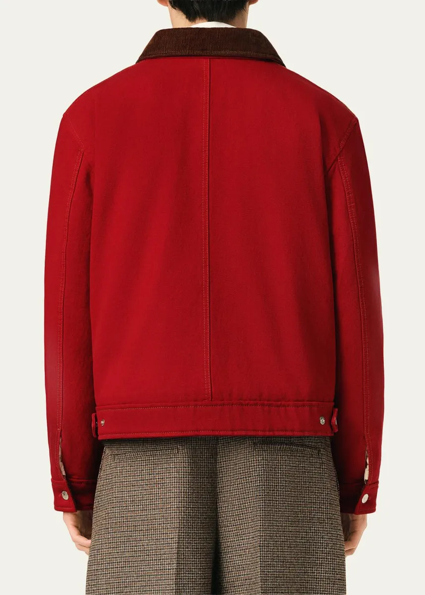 AMI PARIS Men's Corduroy-Collar Cotton Jacket | Thumbnail 3 AMI PARIS Men's Corduroy-Collar Cotton Jacket | Thumbnail 3