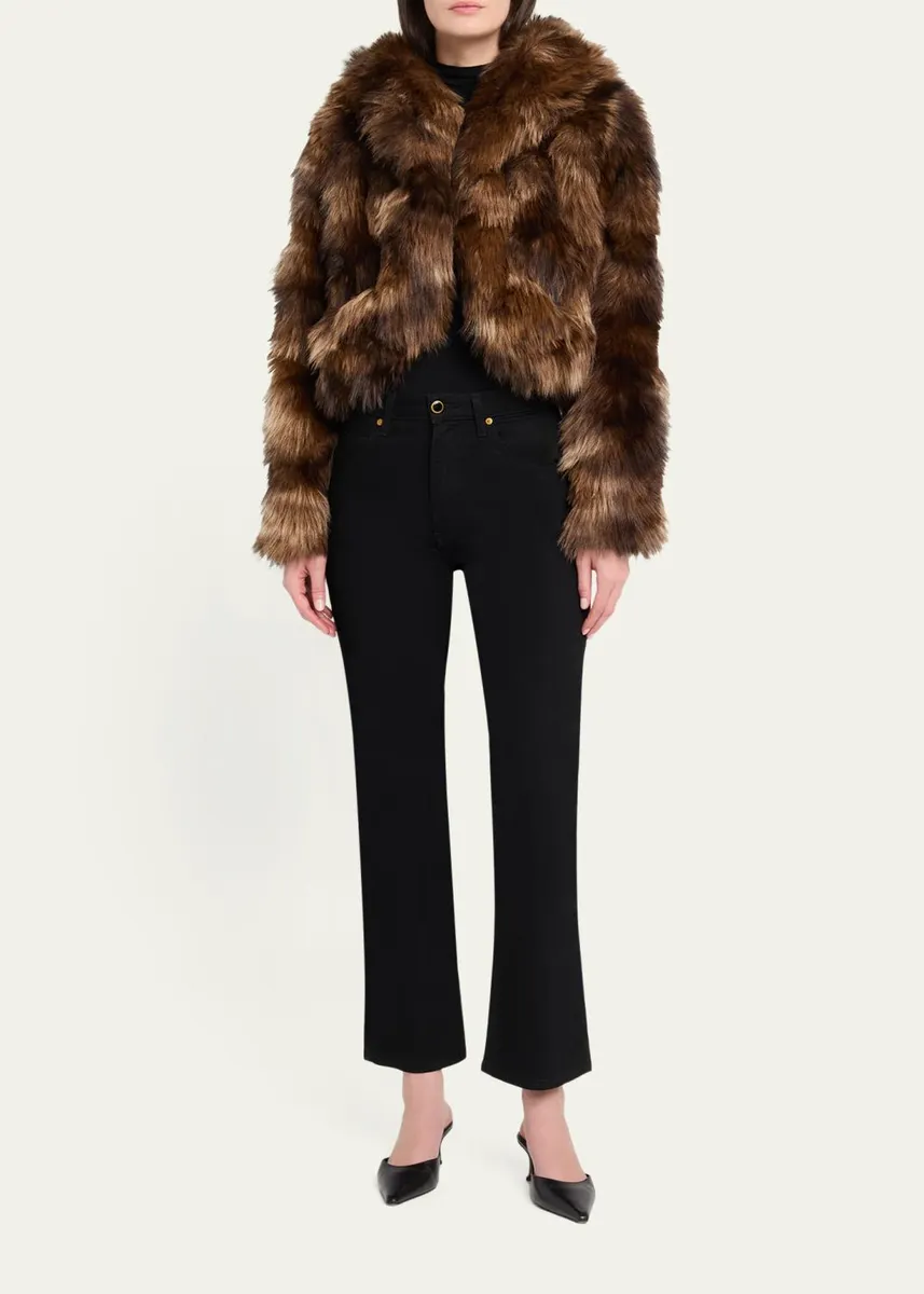 Cinq à Sept Patchwork Faux Fur Cropped Jacket | Thumbnail 2 Cinq à Sept Patchwork Faux Fur Cropped Jacket | Thumbnail 2