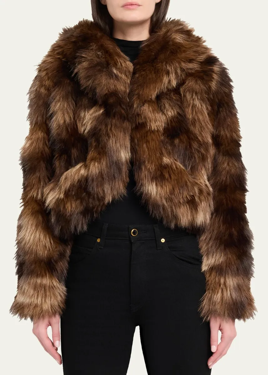 Cinq à Sept Patchwork Faux Fur Cropped Jacket | Thumbnail 4 Cinq à Sept Patchwork Faux Fur Cropped Jacket | Thumbnail 4