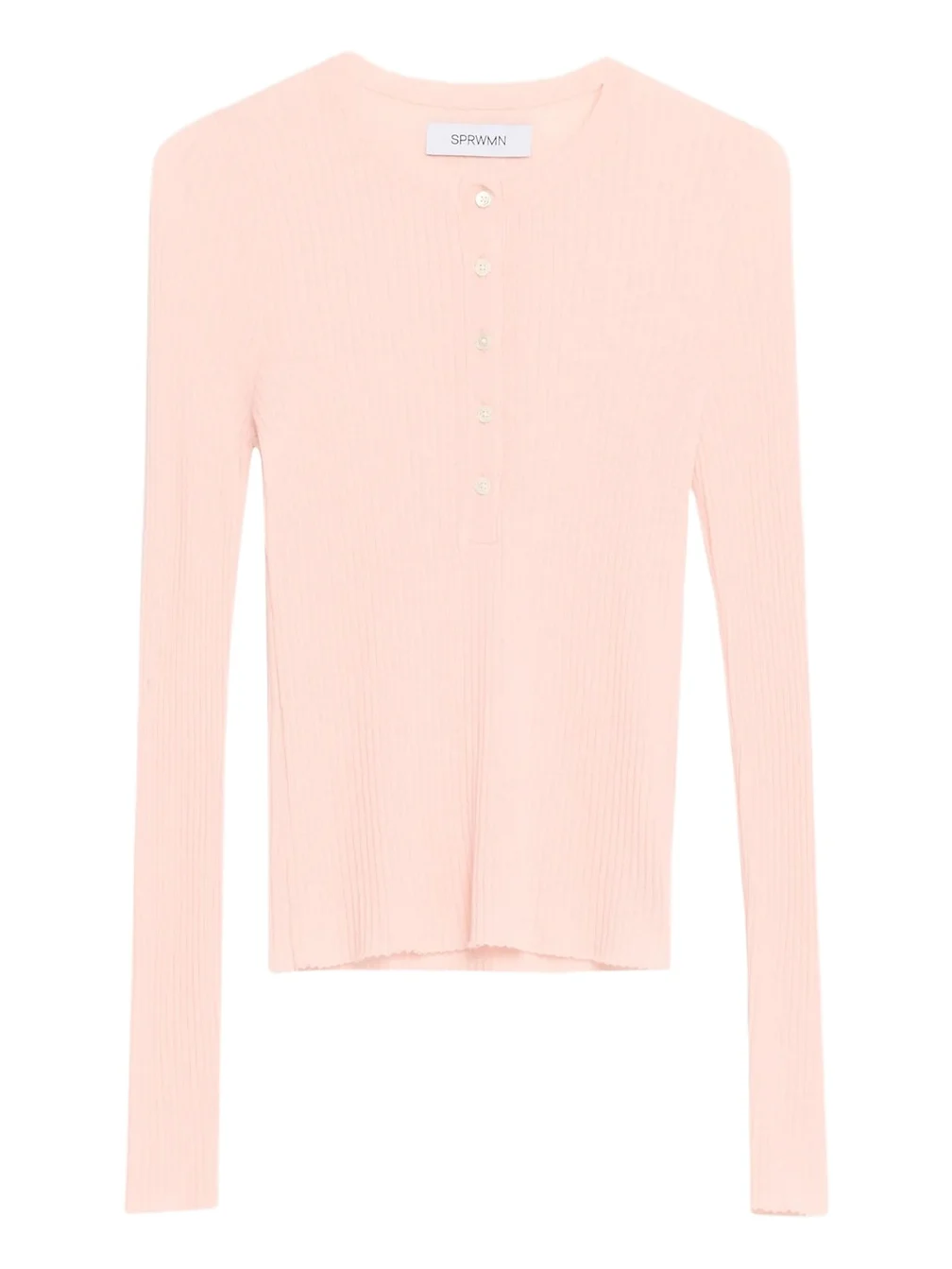 Sprwmn Ribbed-Knit Cashmere Henley Top