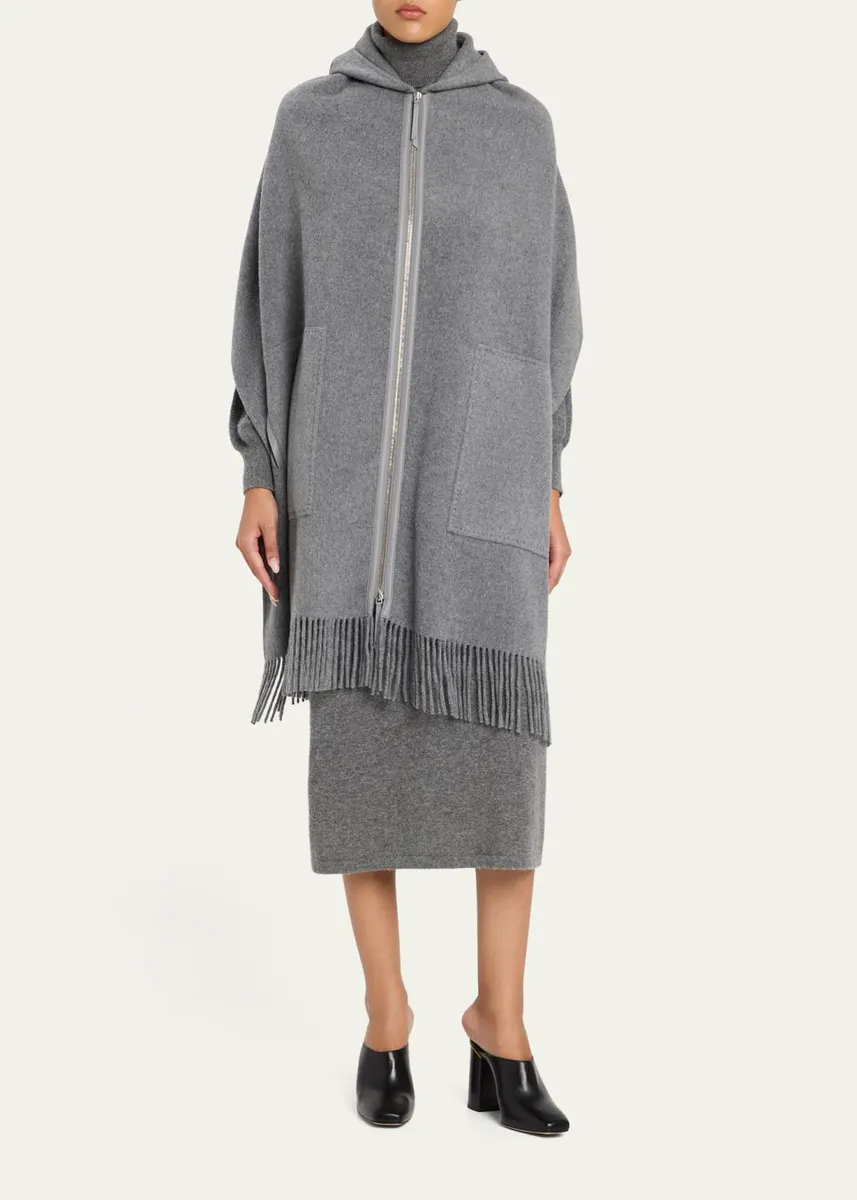 Lafayette 148 New York Fringed Double-Face Cashmere Hooded Poncho | Thumbnail 2 Lafayette 148 New York Fringed Double-Face Cashmere Hooded Poncho | Thumbnail 2