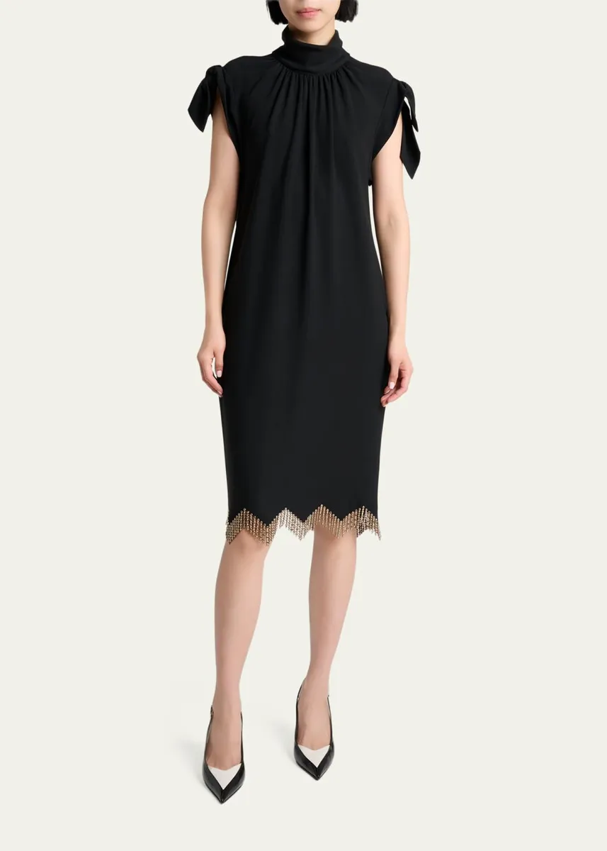 Lanvin Knotted-Shoulder Fringe Midi Dress | Thumbnail 2 Lanvin Knotted-Shoulder Fringe Midi Dress | Thumbnail 2