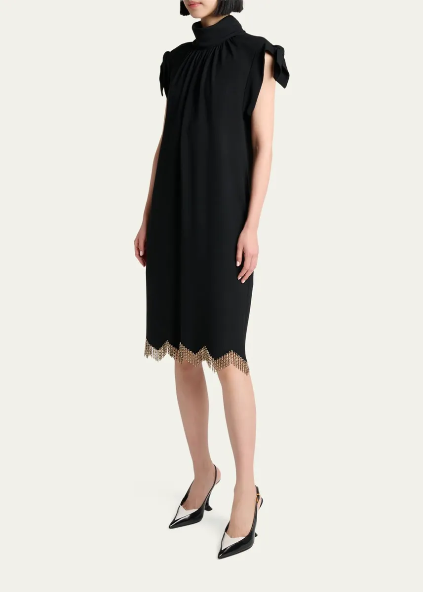 Lanvin Knotted-Shoulder Fringe Midi Dress | Thumbnail 4 Lanvin Knotted-Shoulder Fringe Midi Dress | Thumbnail 4