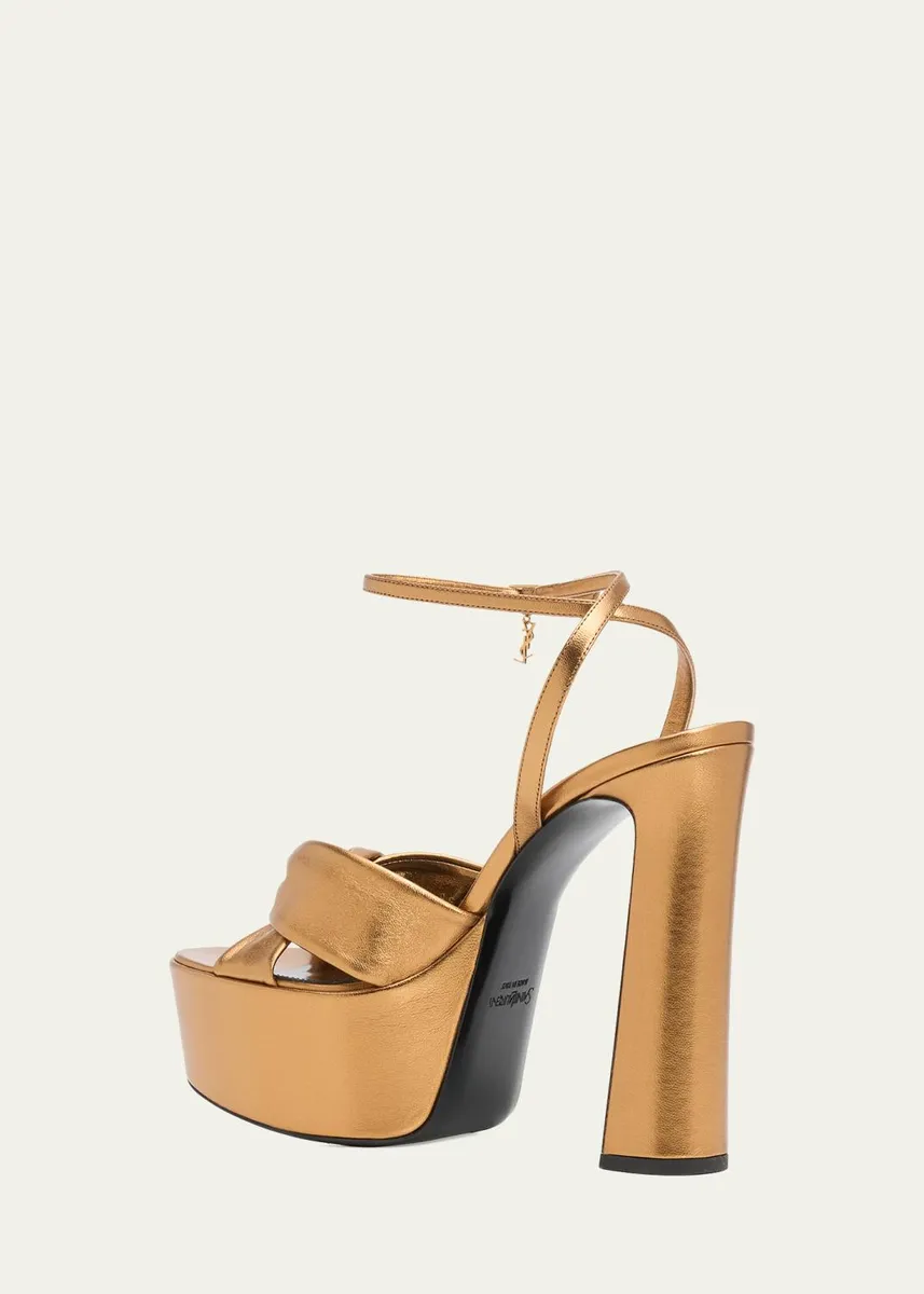 Saint Laurent 140mm Franciane Metallic Leather Platform Sandals | Thumbnail 2 Saint Laurent 140mm Franciane Metallic Leather Platform Sandals | Thumbnail 2