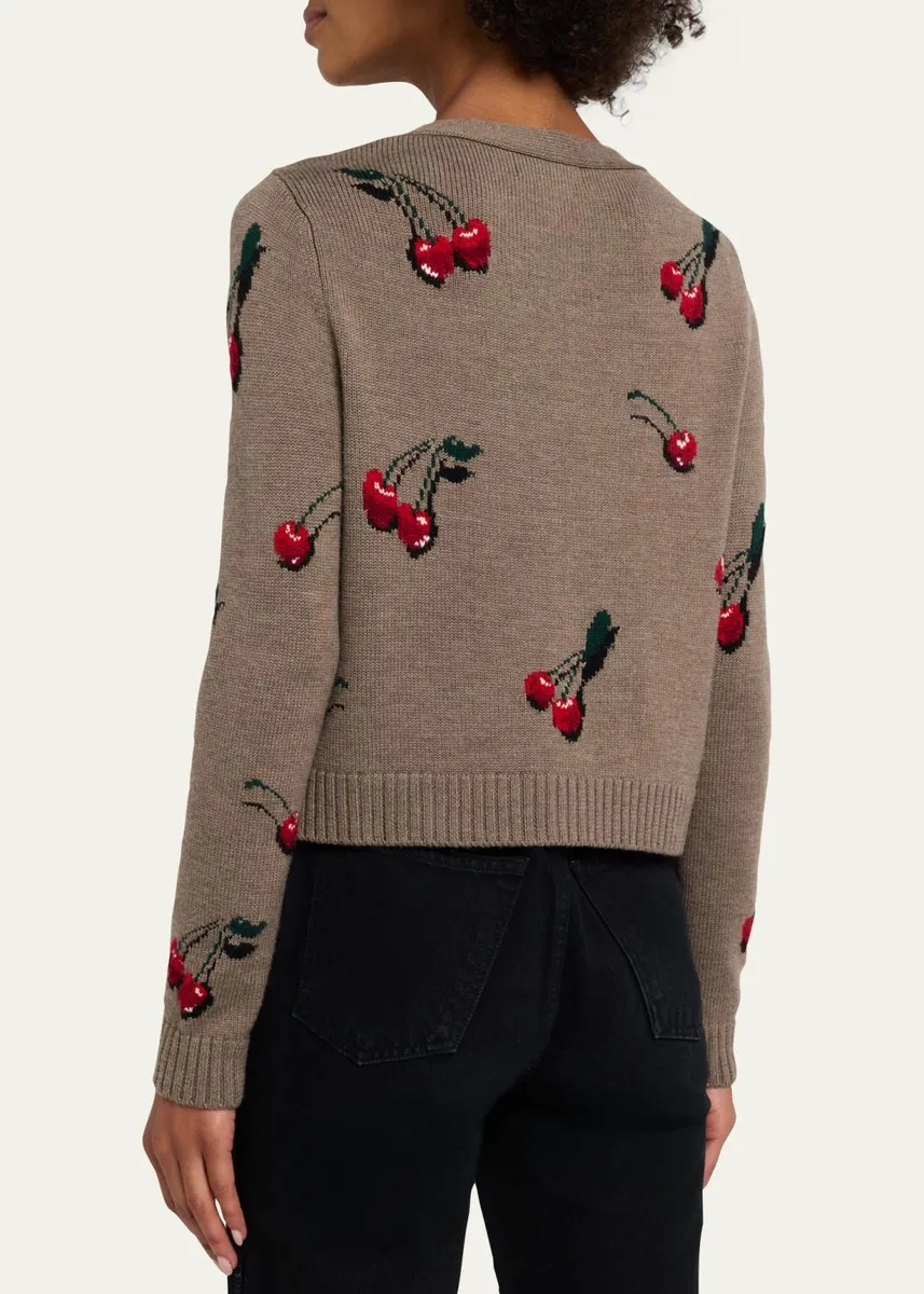 Monse Cropped Cherry V-Neck Cardigan | Thumbnail 3 Monse Cropped Cherry V-Neck Cardigan | Thumbnail 3