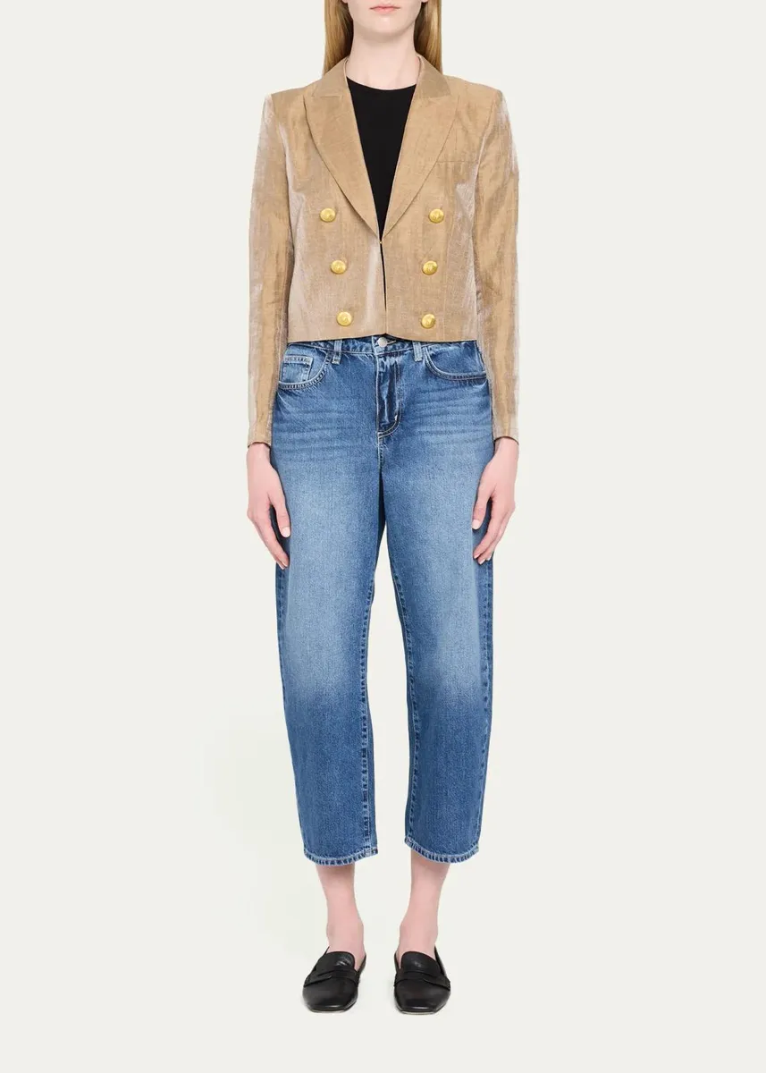 L'Agence Inez Cropped Metallic Blazer | Thumbnail 2 L'Agence Inez Cropped Metallic Blazer | Thumbnail 2