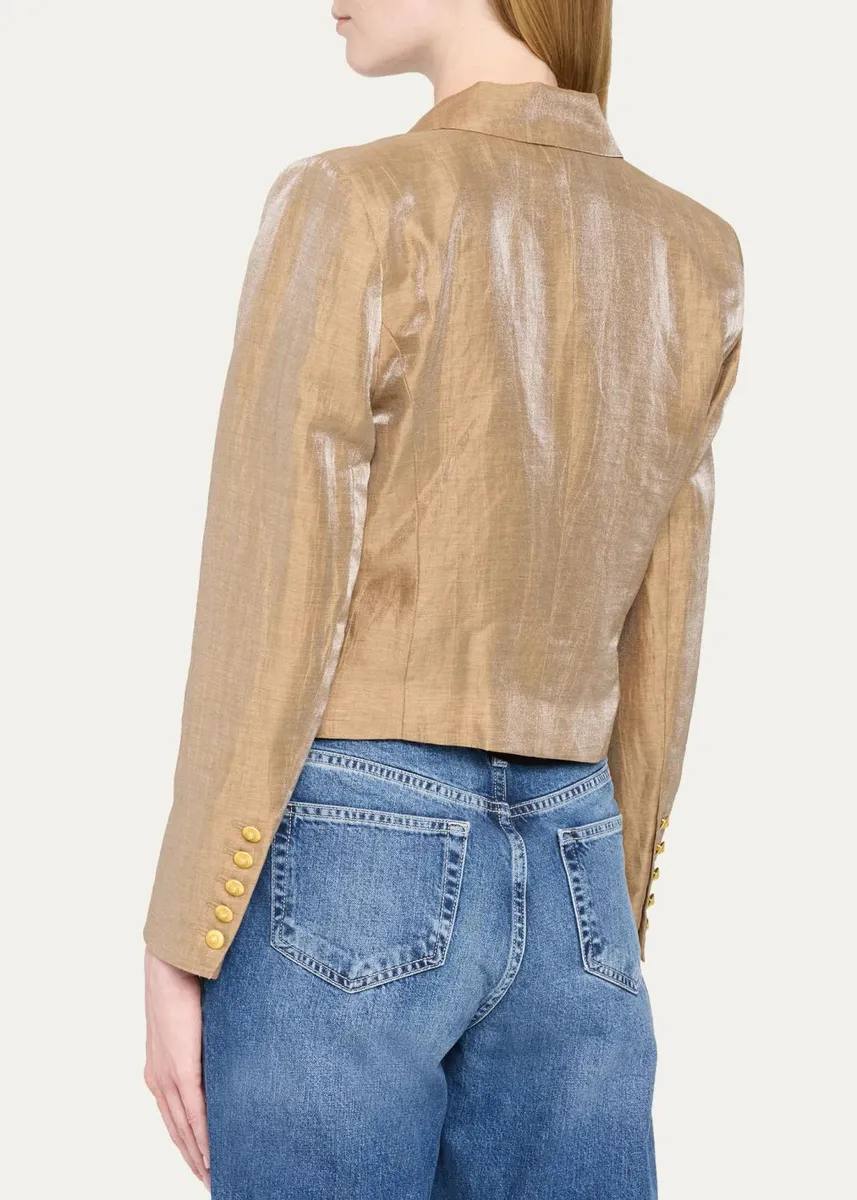 L'Agence Inez Cropped Metallic Blazer | Thumbnail 3 L'Agence Inez Cropped Metallic Blazer | Thumbnail 3