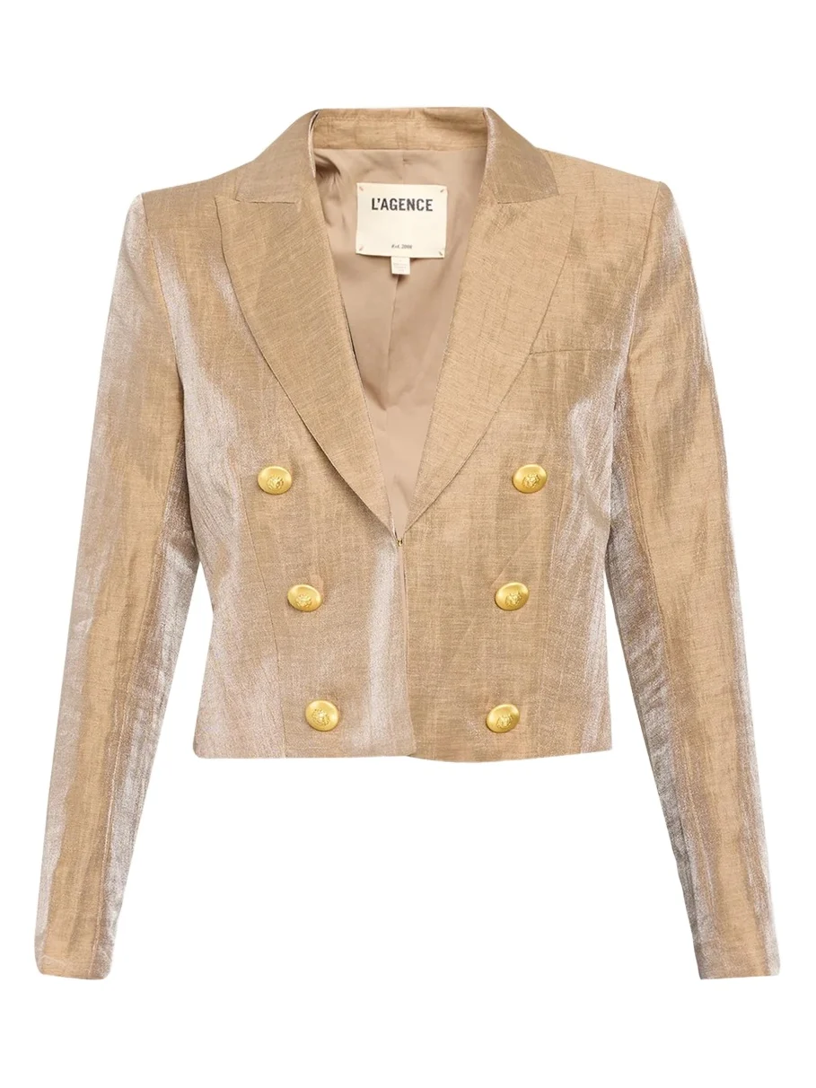 L'Agence Inez Cropped Metallic Blazer