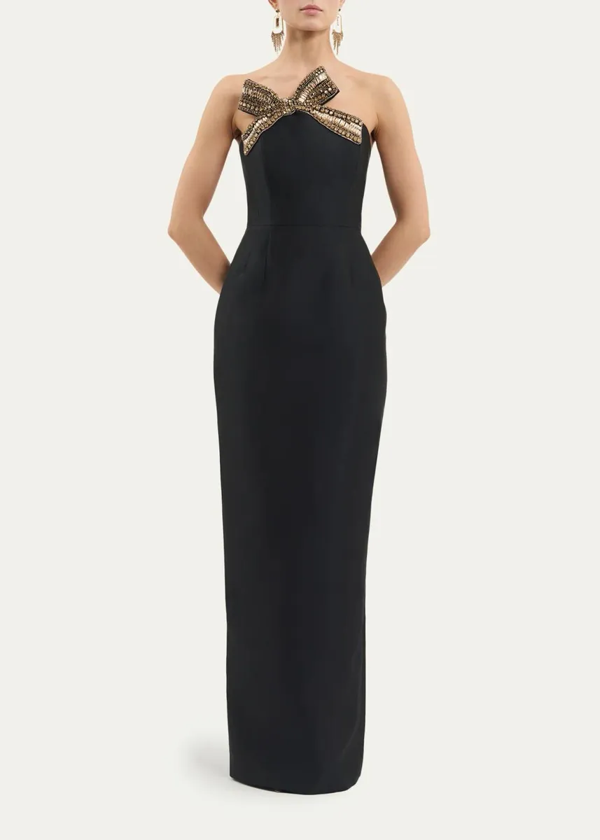 Rebecca Vallance Venus Strapless Bow-Embellished Column Gown | Thumbnail 2