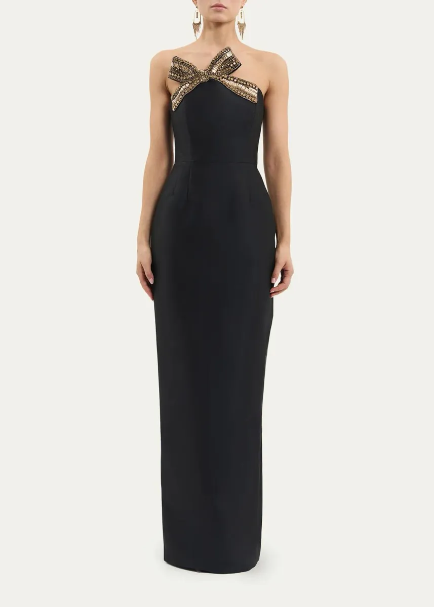 Rebecca Vallance Venus Strapless Bow-Embellished Column Gown | Thumbnail 4