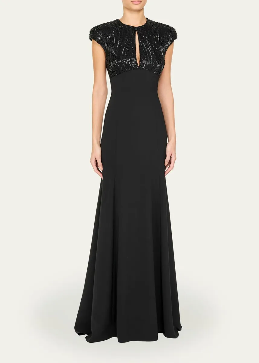 Jenny Packham Moonveil Tonal Sequin Cap-Sleeve Gown | Thumbnail 2 Jenny Packham Moonveil Tonal Sequin Cap-Sleeve Gown | Thumbnail 2