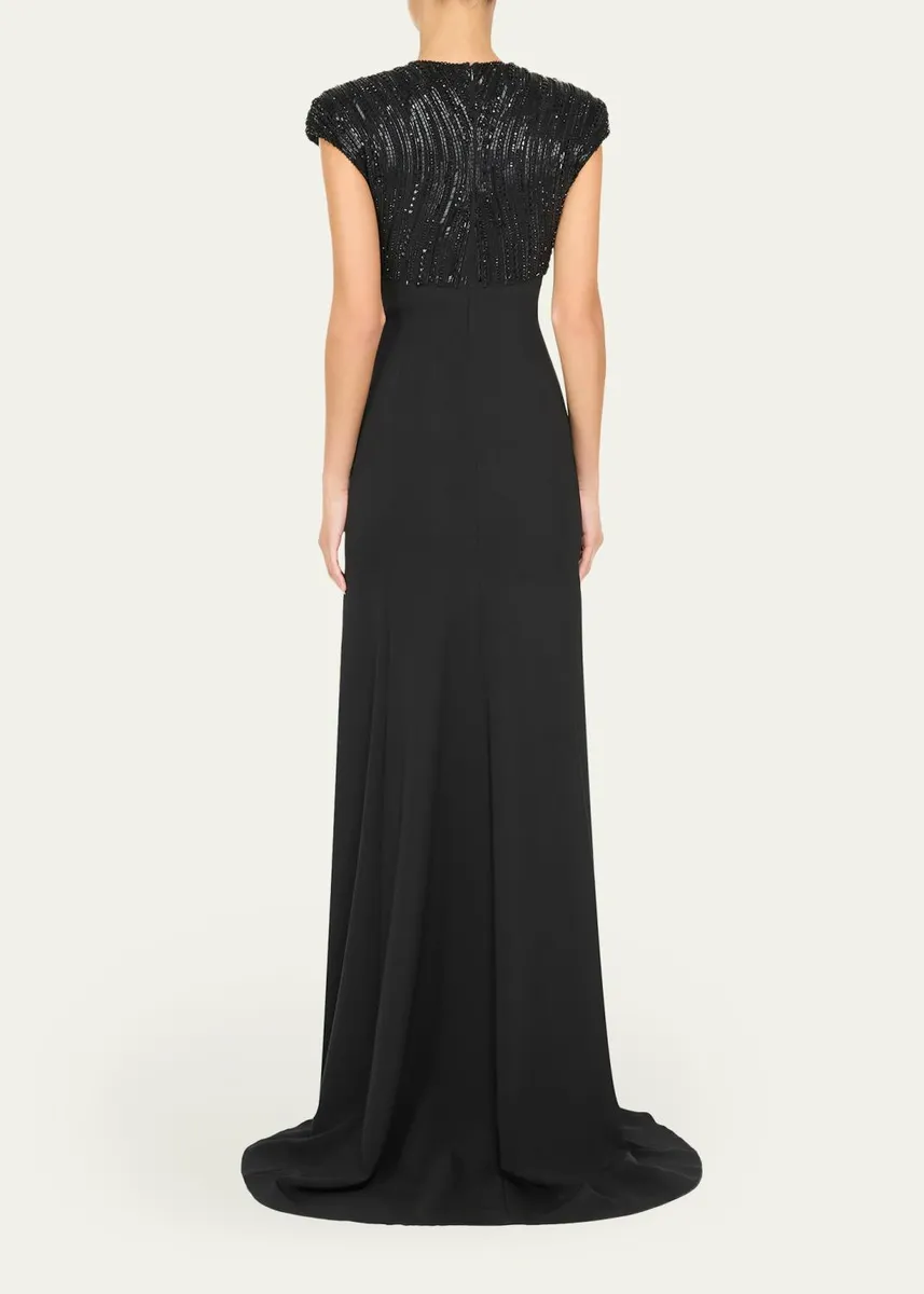 Jenny Packham Moonveil Tonal Sequin Cap-Sleeve Gown | Thumbnail 3 Jenny Packham Moonveil Tonal Sequin Cap-Sleeve Gown | Thumbnail 3