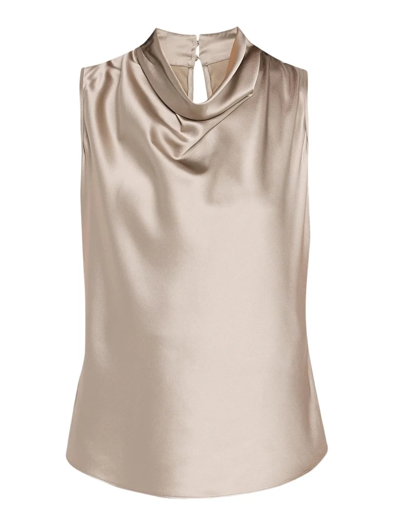 Veronica Beard Tam Silk-Blend Cowlneck Top