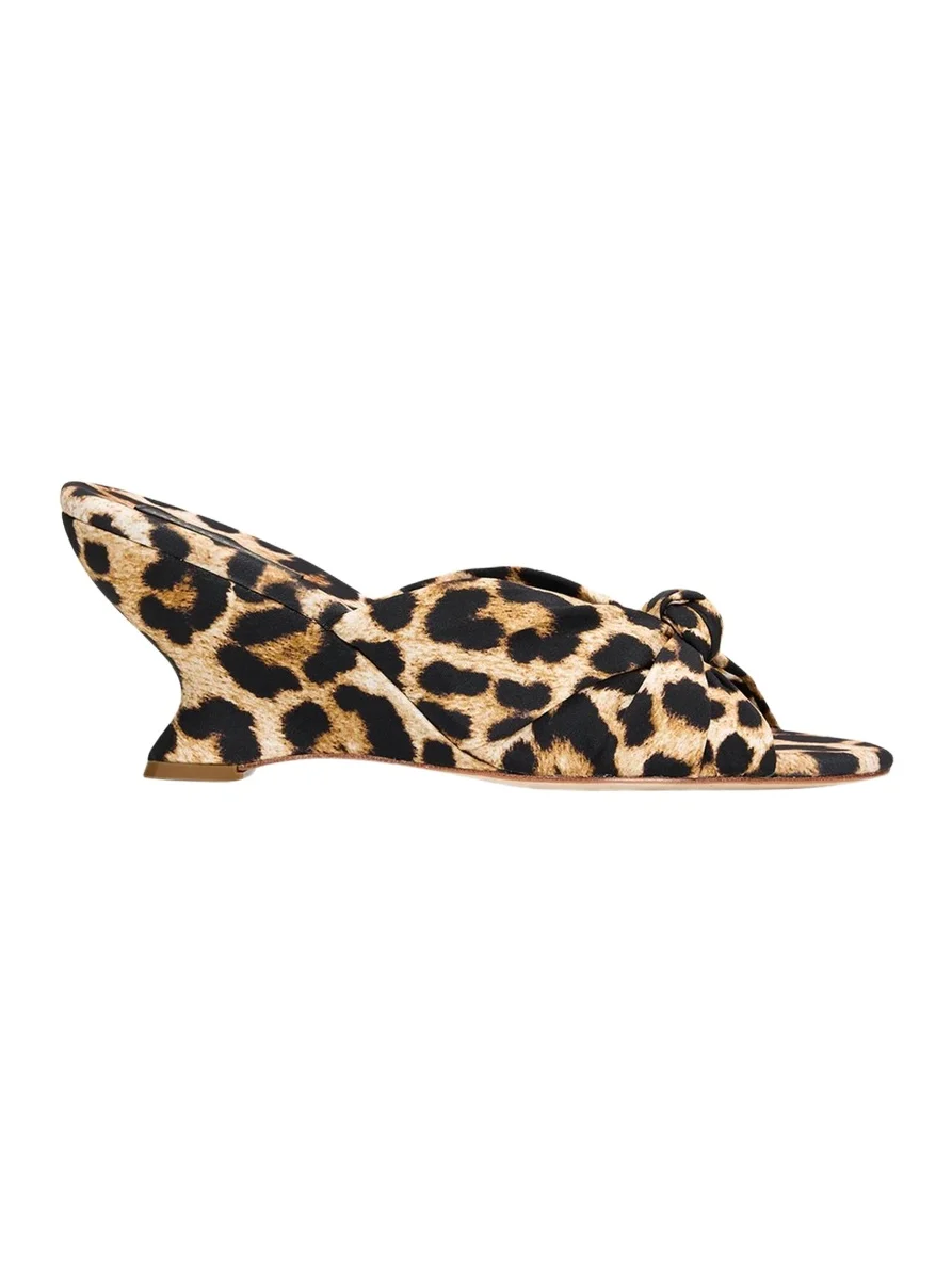 75mm Marsy Leopard Wedge Sandals 75mm Marsy Leopard Wedge Sandals