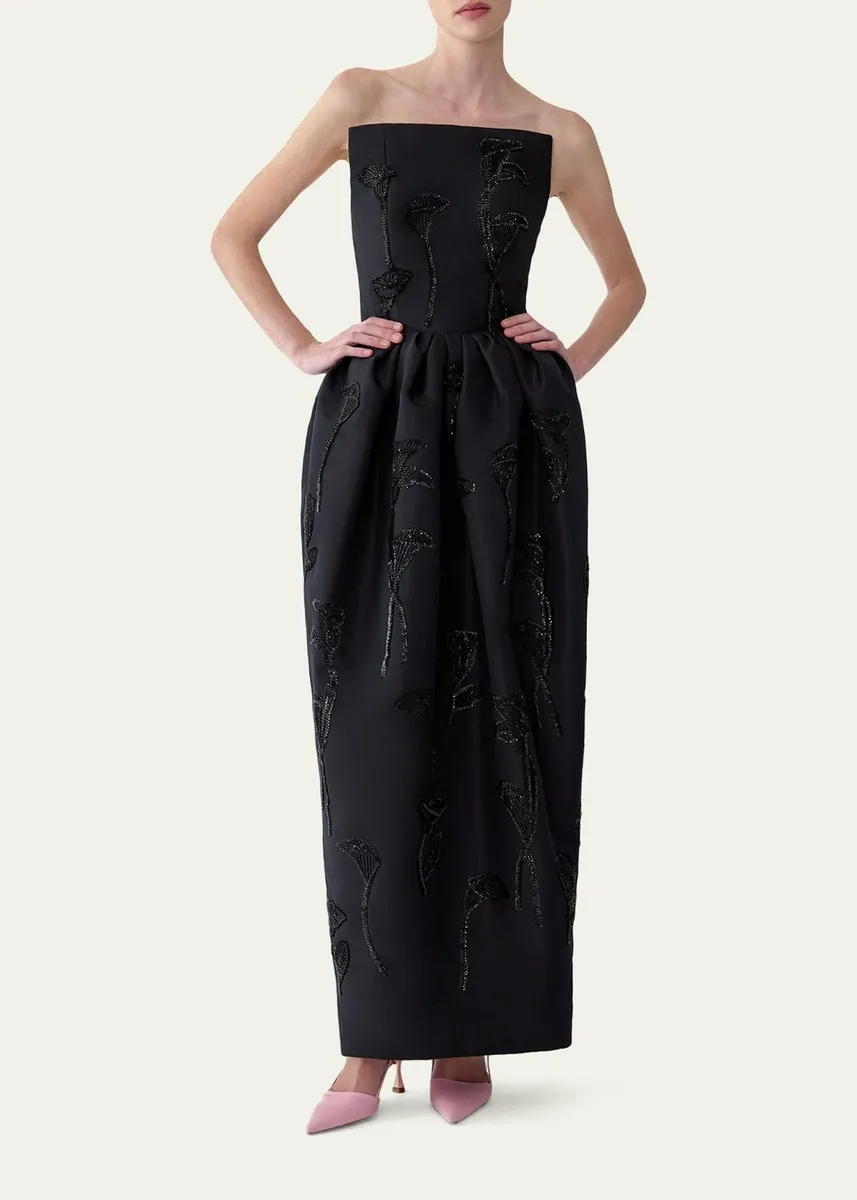Carolina Herrera Silk Embellished Strapless Gown | Thumbnail 4 Carolina Herrera Silk Embellished Strapless Gown | Thumbnail 4