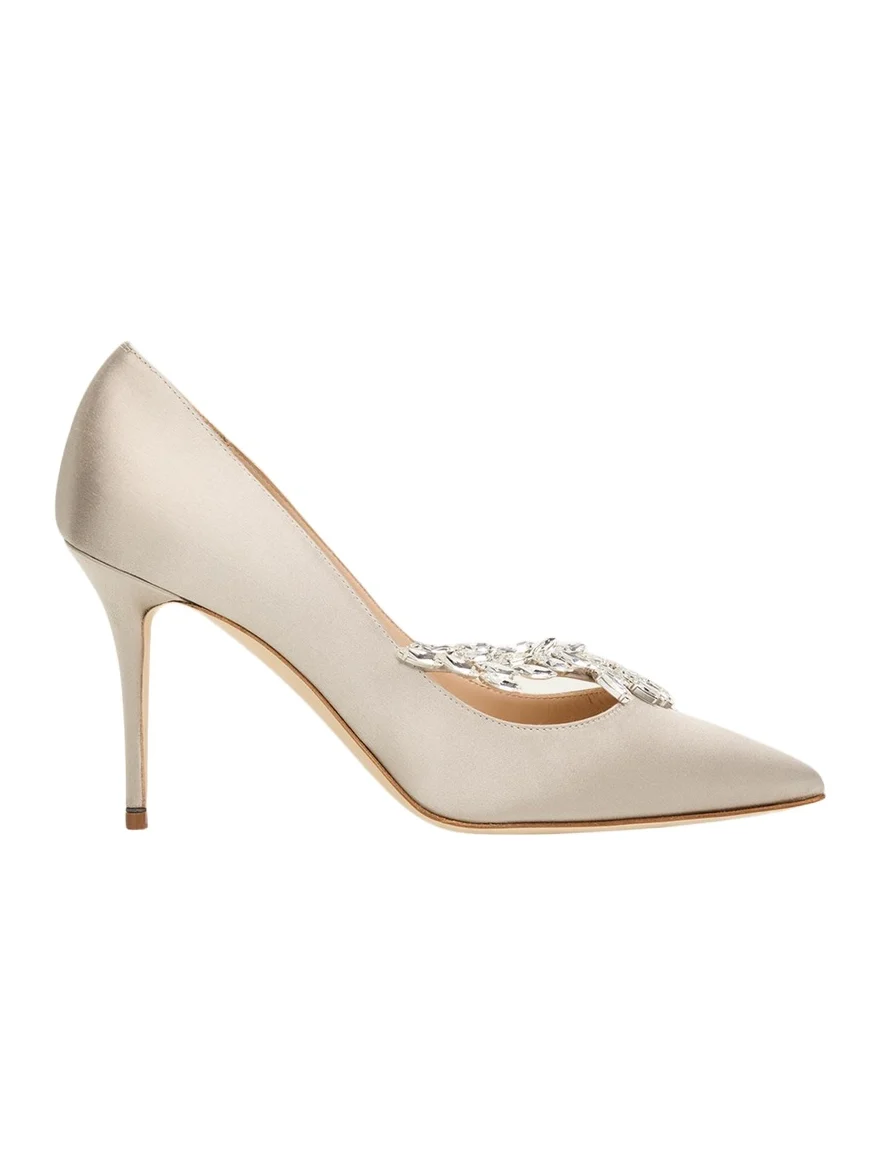 Manolo Blahnik 90mm Nadira Embellished Satin Pumps