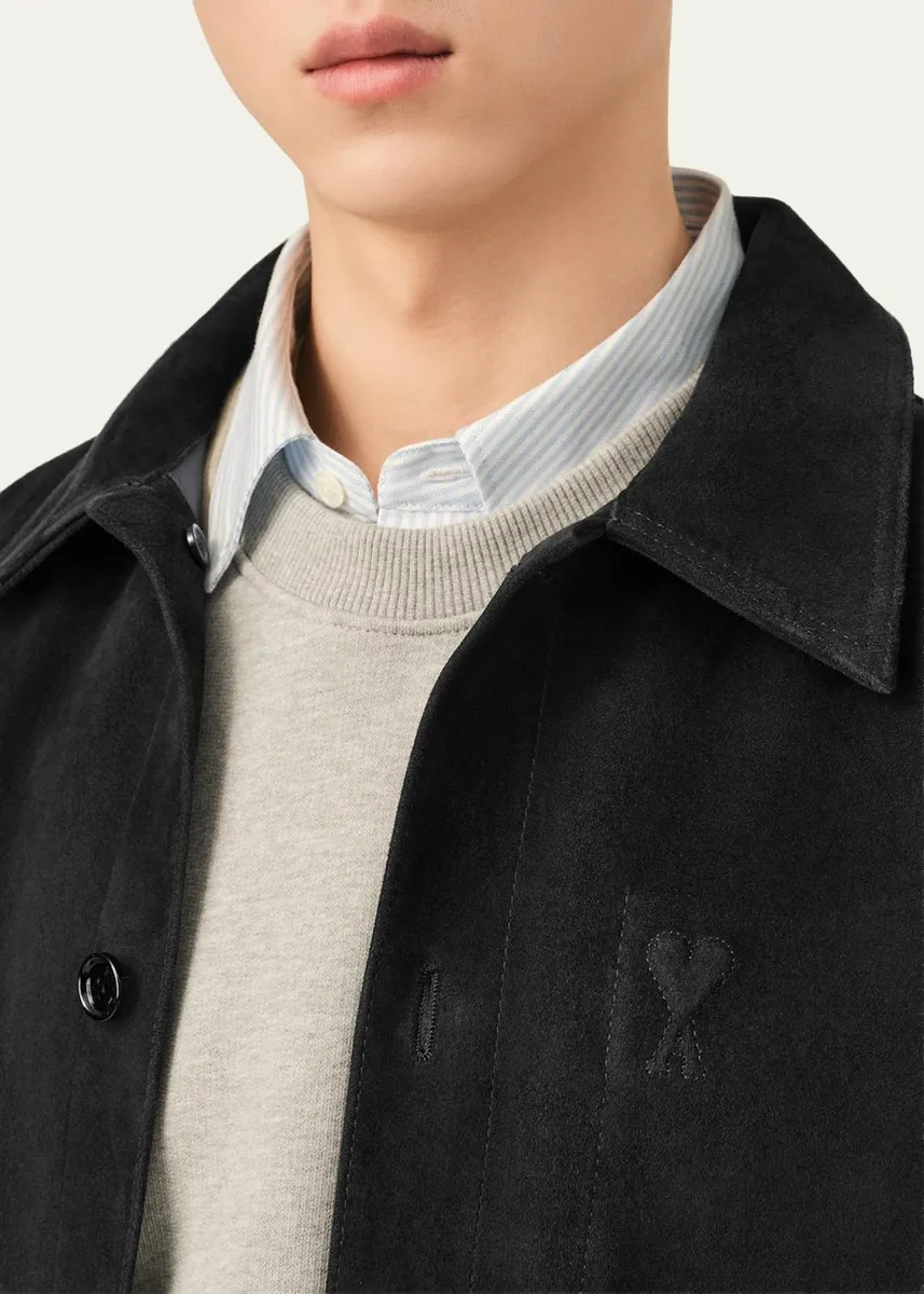 AMI PARIS Men's Ami De Coeur Suede Jacket | Thumbnail 5 AMI PARIS Men's Ami De Coeur Suede Jacket | Thumbnail 5